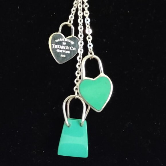 Teal Charms Necklace and Earrings Set Taxco Sterling Silver 925 - Picture 4 of 4